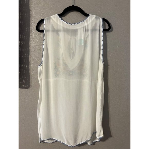 Anthropologie Chloe Oliver Gaila Faux Silk Embroidered Tunic Top Medium NWT - Picture 5 of 9